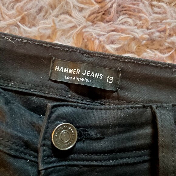 Hammer Black Distressed Skinny Jeans with Button Fly - Picture 2 of 3